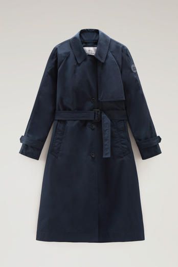 Trench Coat in Urban Touch Fabric with Belted Waist Blue photo 1 | Woolrich
