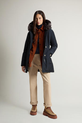 Beaker Parka with Faux Fur in Ramar Cloth Blue photo 1 | Woolrich