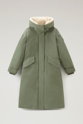 Long Parka in Brushed Ramar Cloth Green photo 1 | Woolrich