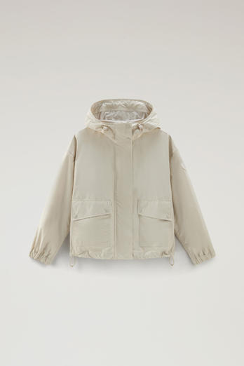 Waxed Jacket in Cotton Nylon Blend with Hood Beige photo 1 | Woolrich