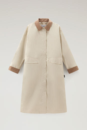 Waxed Trench Coat in Cotton Nylon Blend with Pointed Collar Beige photo 1 | Woolrich