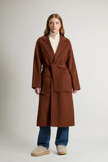 Long Coat in Pure Virgin Wool with Belt Brown photo 1 | Woolrich