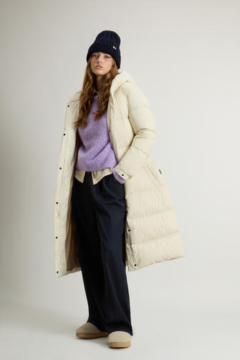 Long Cloud Down Jacket in Stretch Nylon with Matte Finish White photo 1 | Woolrich