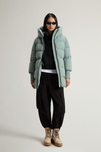 Cloud Down Jacket in Stretch Nylon with Matte Finish Green photo 1 | Woolrich