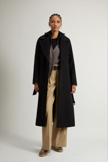Wool-Blend Coat with Removable Bib Black photo 1 | Woolrich