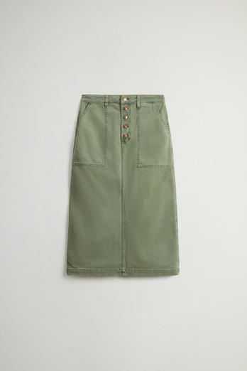 Garment-Dyed Midi Skirt in Stretch Cotton Green photo 1 | Woolrich