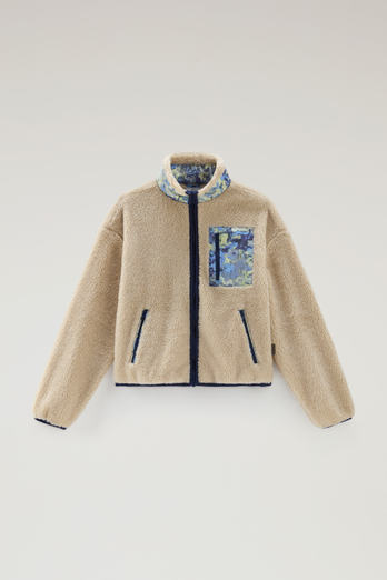 High-Collar Sherpa Sweatshirt with Cordura Details Beige photo 1 | Woolrich