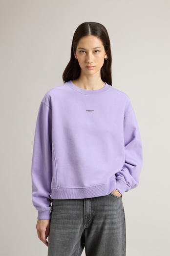 Crewneck Sweatshirt in Pure Cotton with Embroidered Logo Purple photo 1 | Woolrich