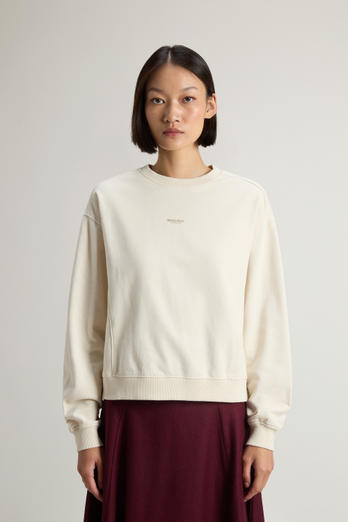 Crewneck Sweatshirt in Pure Cotton with Embroidered Logo White photo 1 | Woolrich