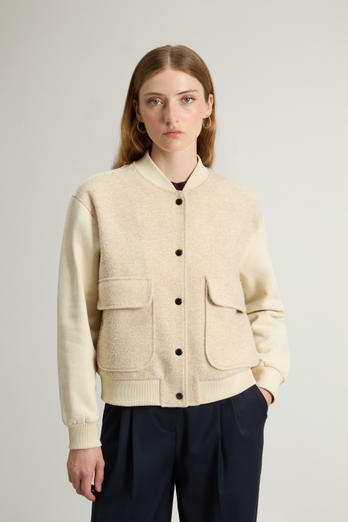 Buttoned Sweatshirt in Brushed Pure Cotton Fleece Beige photo 1 | Woolrich