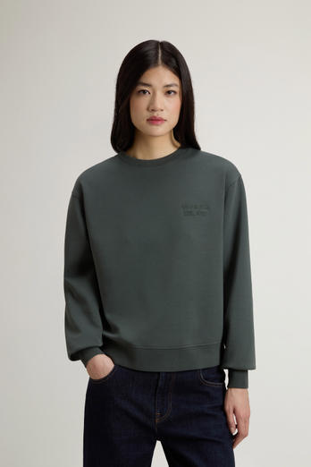 Crewneck Sweatshirt in Cotton-Blend Interlock Green photo 1 | Woolrich