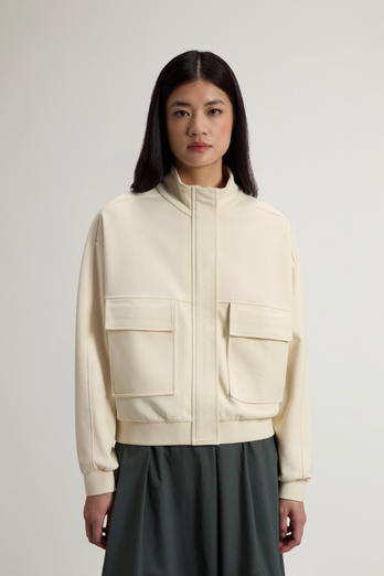 Full-Zipper Sweatshirt in Cotton-Blend Interlock White photo 1 | Woolrich