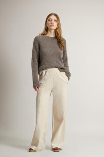 Wide-Leg Pants in Cotton-Blend Interlock White photo 1 | Woolrich