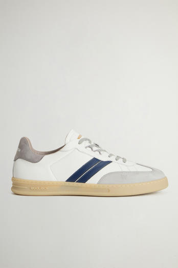 Doubleu Tennis Sneakers in Calfskin Leather with Side Stripes White photo 1 | Woolrich