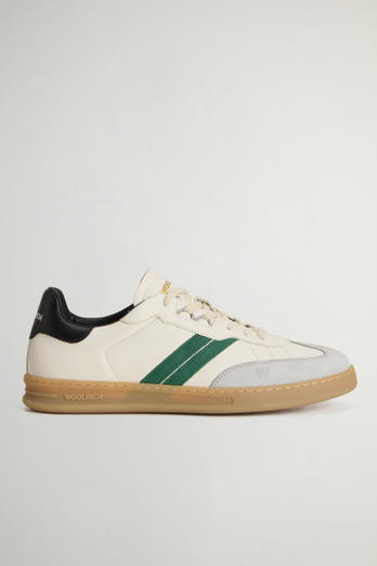 Doubleu Tennis Sneakers in Calfskin Leather with Side Stripes White photo 1 | Woolrich