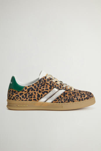 Doubleu Tennis Sneakers in Leopard-Print Suede Multicolor photo 1 | Woolrich