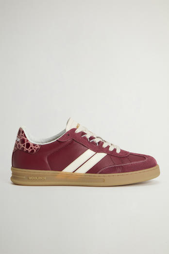 Doubleu Tennis Sneakers in Calfskin Leather with Suede Inserts Burgundy photo 1 | Woolrich