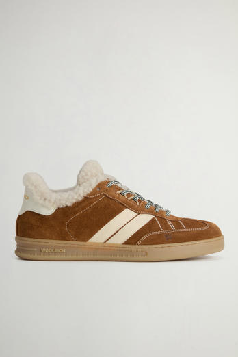 Doubleu Tennis Sneakers in Suede with Shearling Lining Beige photo 1 | Woolrich