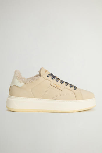 Arrow Sneakers in Calfskin Leather with Shearling Lining Beige photo 1 | Woolrich
